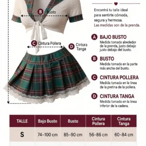 Disfraz Colegiala Escoces Blanco (AL251) Talle 80 al 110: imagen 2