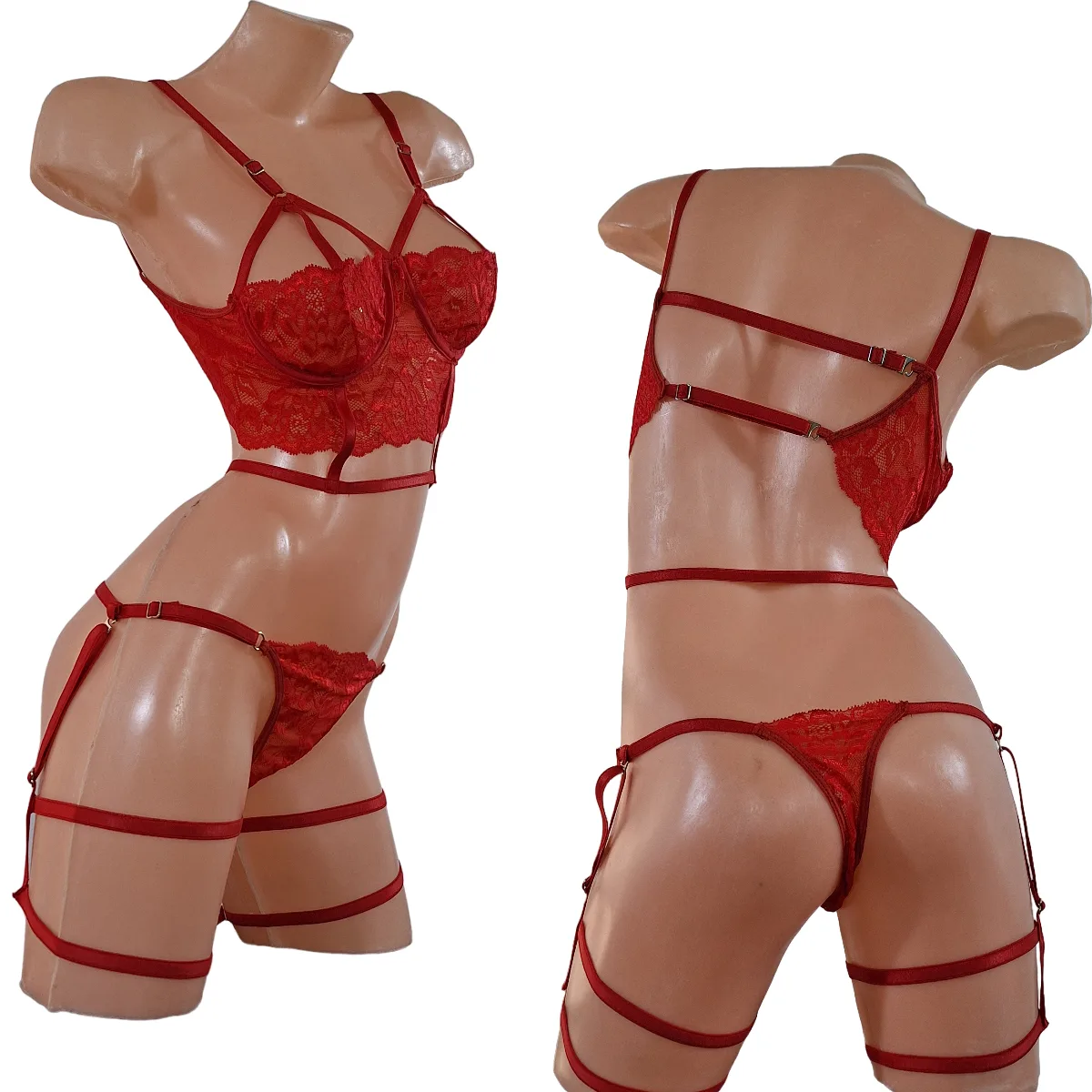 Conjunto Lenceria con Portaligas y Arnes (art 2017) Talle 85 al 120: imagen 7