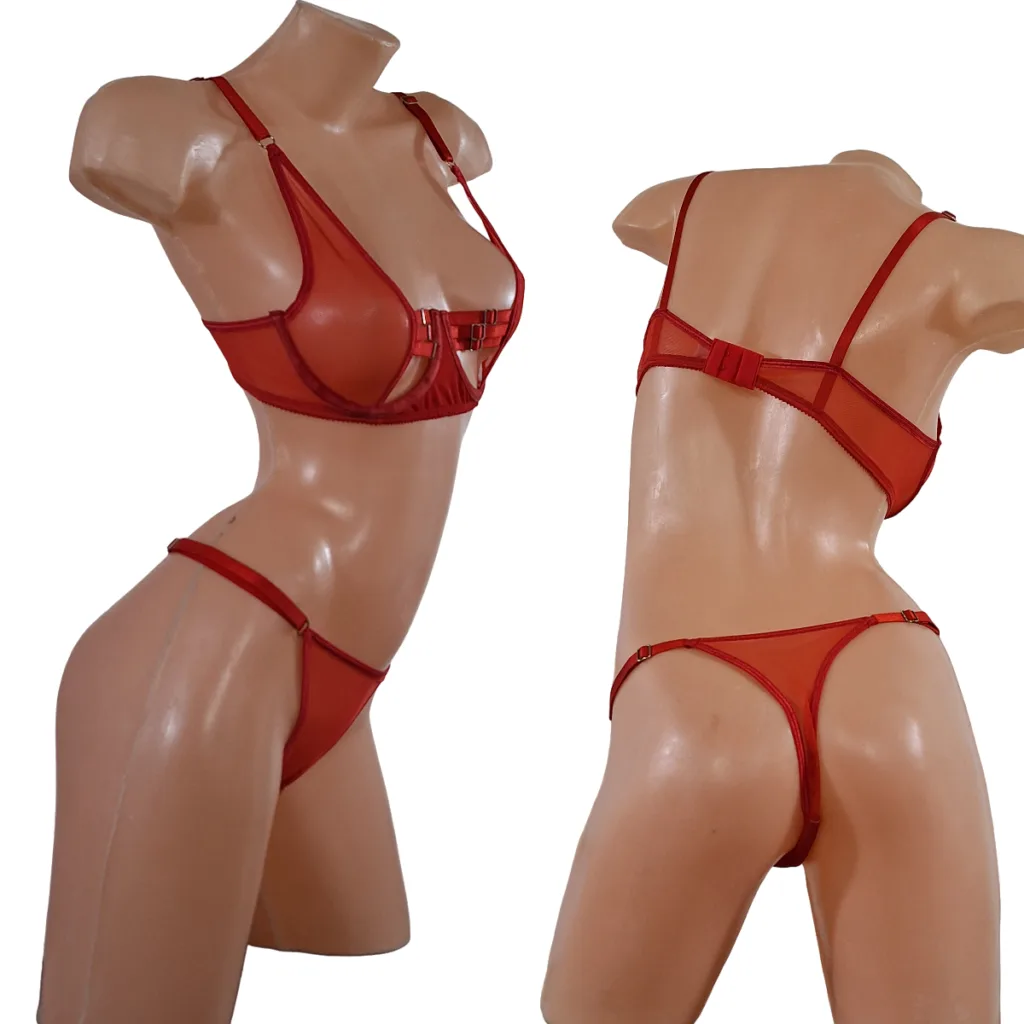 Conjunto Minifalda Portaligas Arnes Transparente (art 2041) Talle 85 al 120