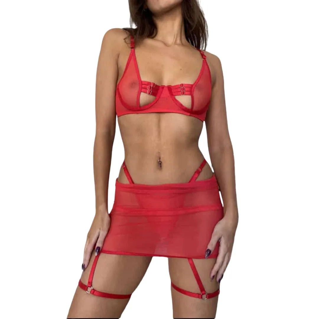 Conjunto Minifalda Arnes Portaligas (art 2041) Talle 85 al 120: imagen 1