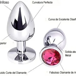 Plug Dilatador Anal Acero Strass – Metalico - Medio: imagen 3