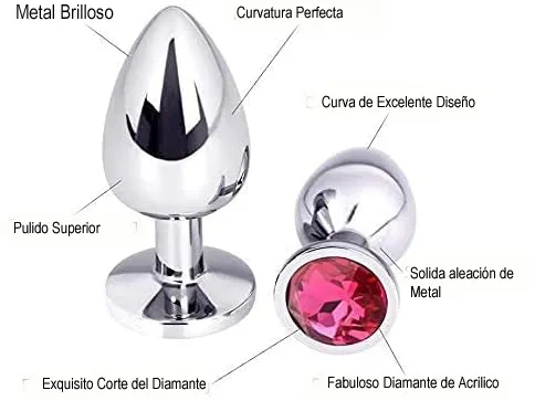 Plug Dilatador Anal Acero Strass – Metalico - Medio