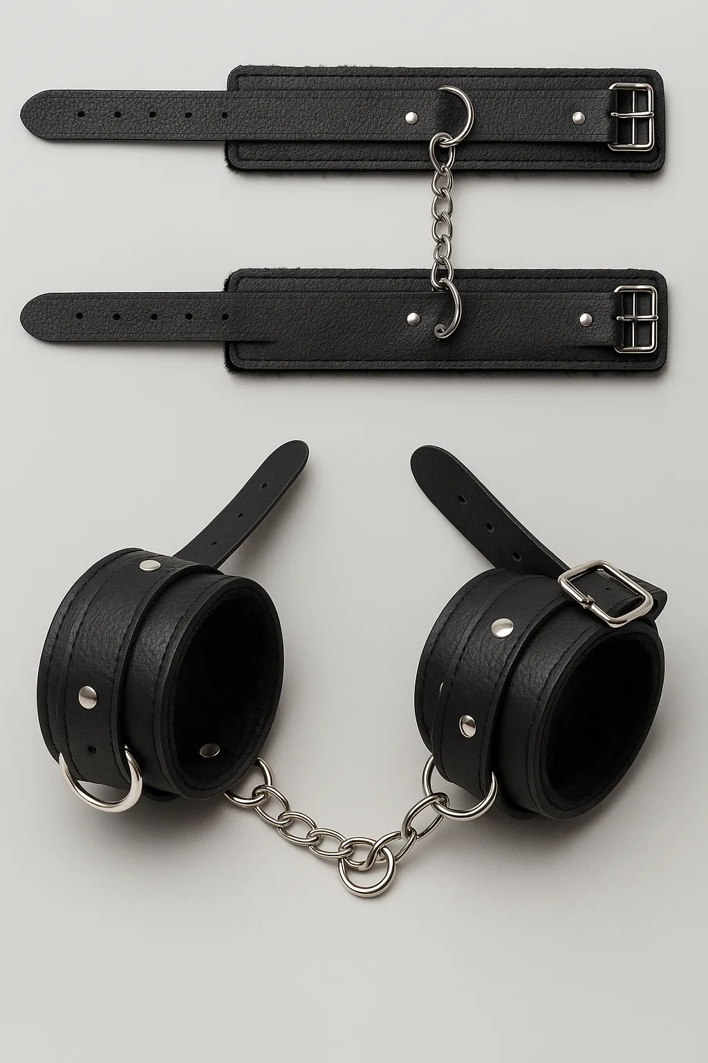 Esposas de Cuero con Cadena y Hebilla Regulable: imagen 3