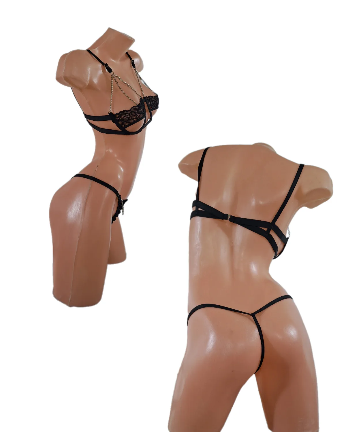 Conjunto Lenceria Puntilla Cadena (Art 2029) Talle 85 al 100: imagen 3