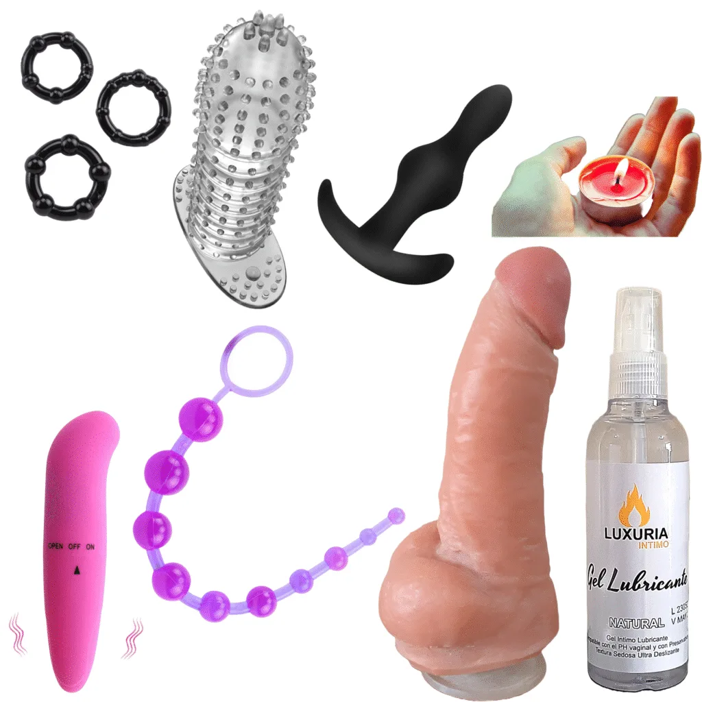 Combo Sexual 8 Productos - Vibrador + Pene + Plug anal y mas