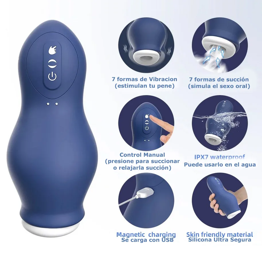 Masturbador Masculino Training Cup Vibra y Succiona: imagen 2