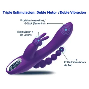 Vibrador Rabbit Triple - Recargable USB: imagen 2