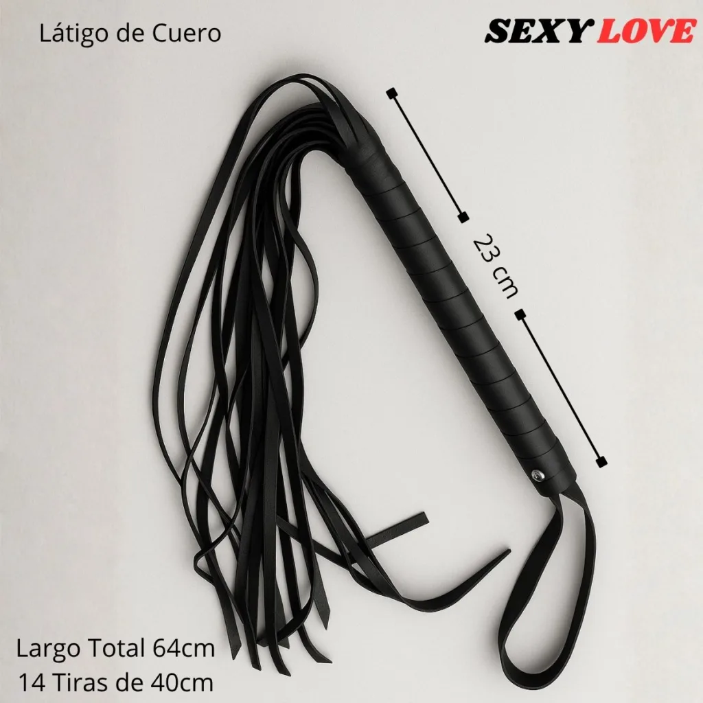 Kit Sado 3 articulos - Latigo de cuero -Esposas - Antifaz Ciego